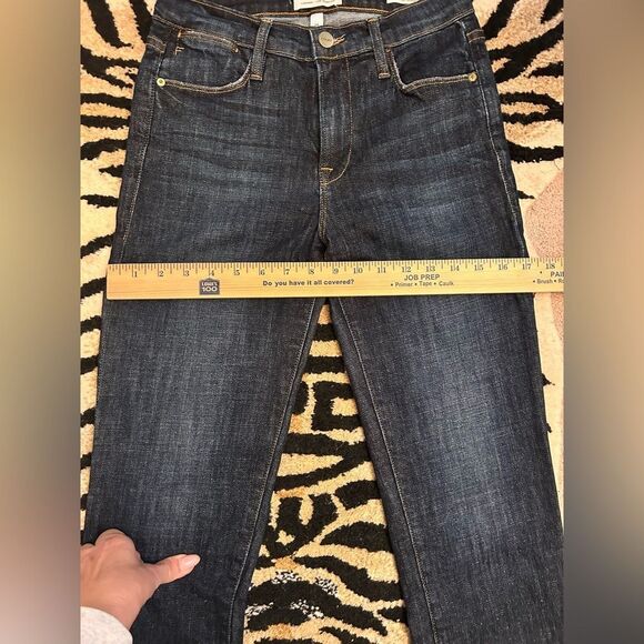 FRAME Denim 9 Le High Straight Reverse Step Hem Jeans 26 Raw Edge Ankle Crop - Picture 10 of 14